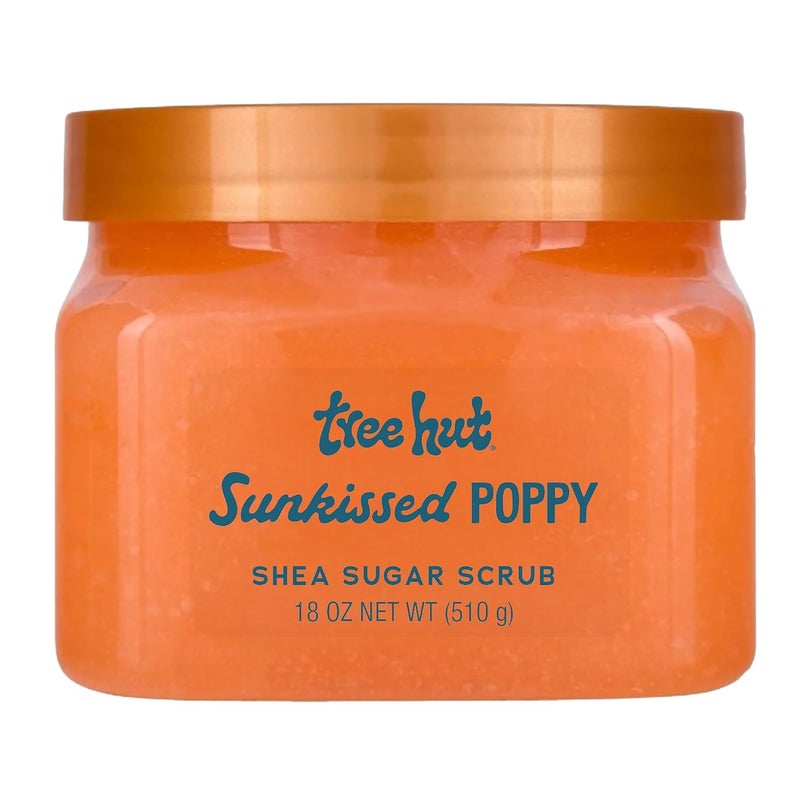 Treehut Sunkissed Poppy Shea Sugar Scrub, Exfoliating, Hydrating & Moisturizing Body Scrub with Shea Butter & Nourishing Essential Oils, Smooth & Soften Skin, 18 oz - Image 1